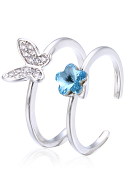 布兰琪奥地利水晶戒指梅花蝴蝶