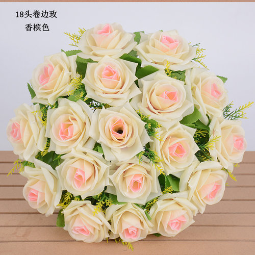 仿真花束假花玫瑰花艺客厅婚庆婚房装饰摆件新娘手捧花绢花塑料花 - 图0