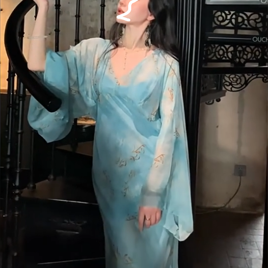 MOSS【春池水】真丝雪纺双版本薄纱吊带连衣裙+内搭女夏季,淘宝优惠券,粉丝福利购,淘宝优惠卷