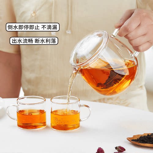 绿昌明玻璃小茶壶耐高温加厚茶水分离新款一人用泡茶壶红茶具套装 - 图0