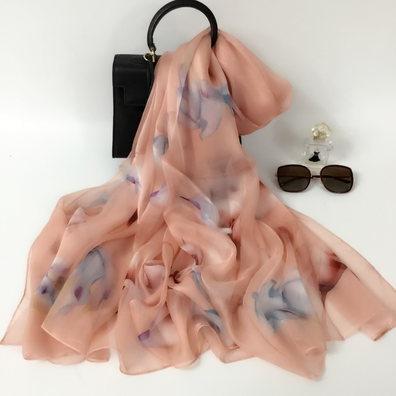 上海故事真丝丝巾女桑蚕丝薄款长方形淡粉色民族风披肩高端送礼,淘宝优惠券,粉丝福利购,淘宝优惠卷