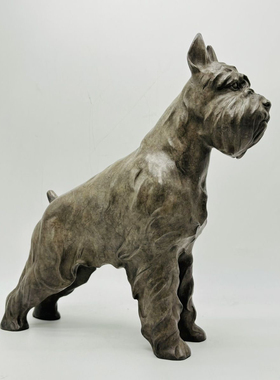 约2.4kg 观余艺术 雪纳瑞犬摆件 硅青铜狗家居饰品工艺品