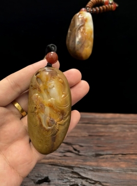 和田玉黄沁籽料寿星把件