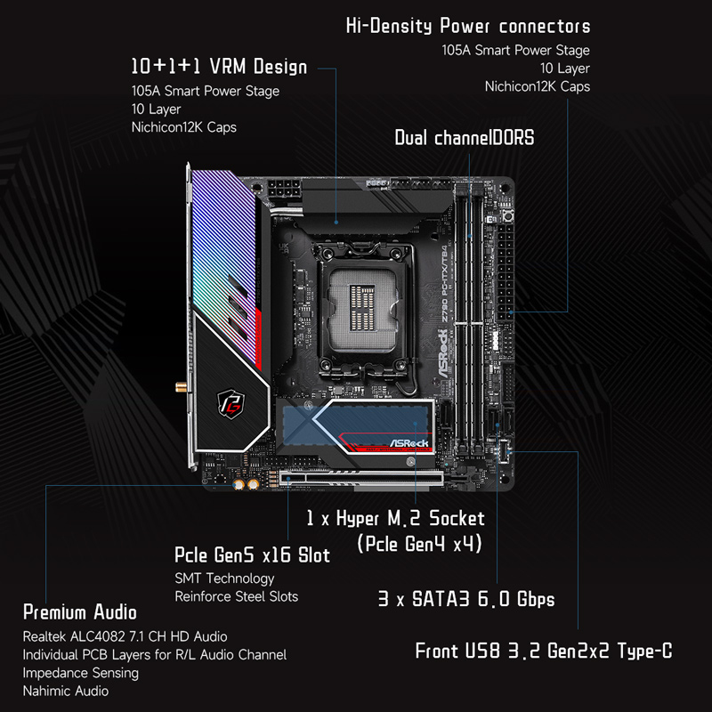 /ASROCK Z790 PG-ITX/TB4 ITX主板双雷电4接口 LGA 1700-图0