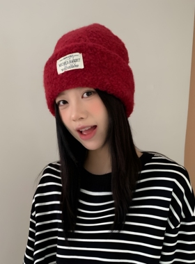 韩系圈圈绒针织帽女秋冬保暖显脸