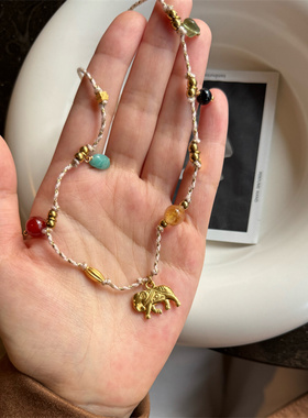 minicyber天然红宝石项链日韩风