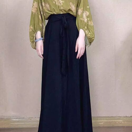 夏棉绸复古裙女印花优雅半身裙改良八破裙显瘦时尚宽松大码新中式 - 图3