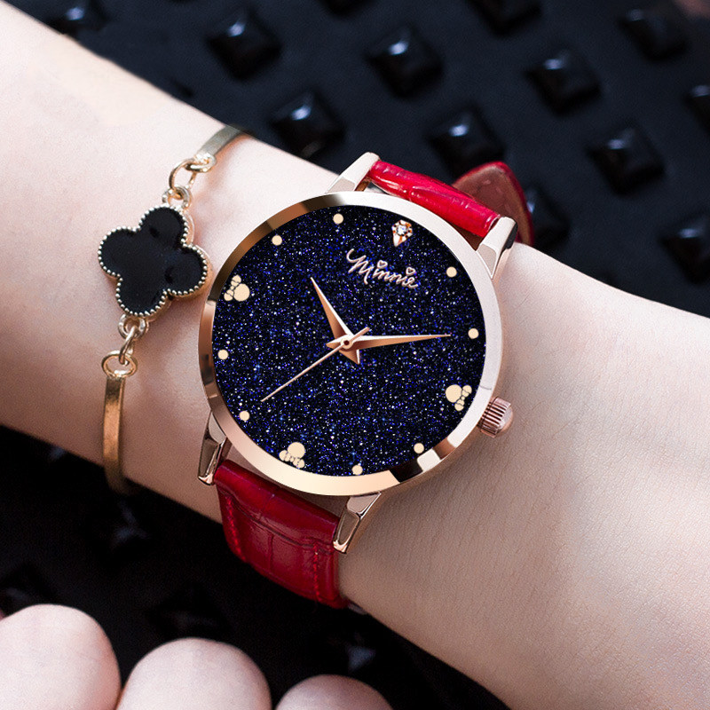 迪士尼女学生韩版简约潮流星空手表 婷路手表国产腕表