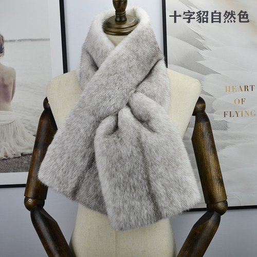 进口天鹅绒整皮水貂毛披肩皮草围脖男女双面超宽水貂围巾整貂皮毛 - 图2
