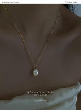 珍珠百搭双层叠戴ins简约锁骨链