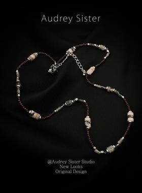 原创设计大地色天然石串珠项链