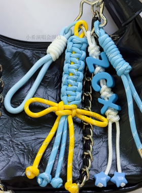 周传雄应援物蓝色包包挂件钥匙扣演唱会装饰品手工蝴蝶结挂饰可爱