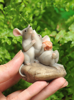 迷你老鼠小摆件微景观花盆装饰