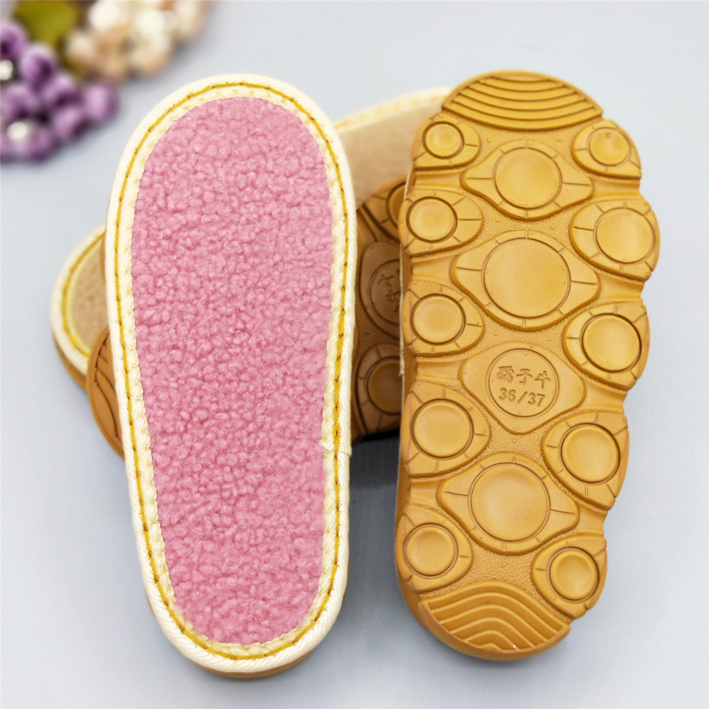 孺子牛秋冬手工DIY居家保暖拖鞋材料钩针冰条粗毛线防滑棉鞋底子,淘宝优惠券,粉丝福利购,淘宝优惠卷