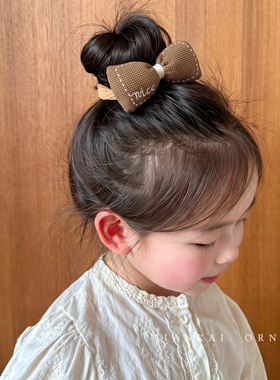 儿童奶咖色发圈女童可爱高马尾