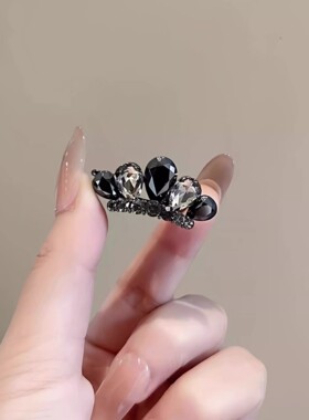 黑色迷你小皇冠发夹女精致小巧侧边刘海夹前额碎发鸭嘴夹轻奢韩系