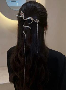 红眼蛇发簪女气质小众新中式簪子冷淡风盘发钗子高级感酷发饰饰品