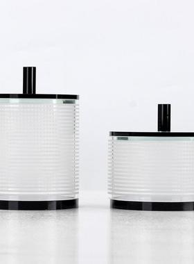 极简轻奢喷砂水晶透明储物罐摆件样板间带盖糖果盒首饰收纳装饰品