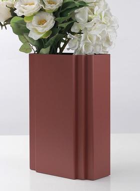 轻奢风彩色金属花瓶设计师几何插花器创意客厅餐桌样板房装饰摆件