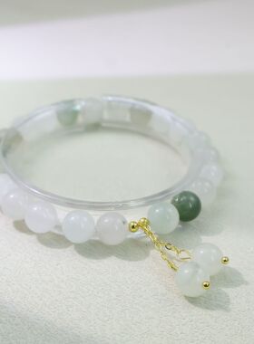 天然玉石手串天山翠玉圆珠手链女古风高颜值ins风森系中国风饰品