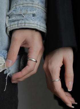 素圈戒指925纯银情侣开口戒2025新款轻奢小众设计情人节生日礼物