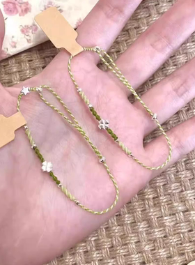 新款幸运草绿绳四叶草手链森系百搭田园风显白学生送闺蜜情侣手绳