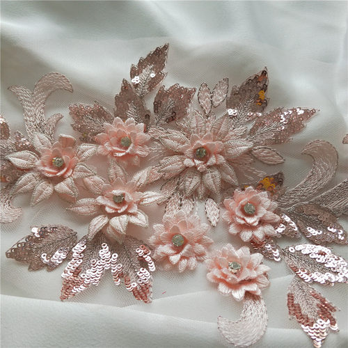 40*17厘米 金色蕾丝立体花片亮片演出服礼服服装贴花片辅料补丁 - 图2