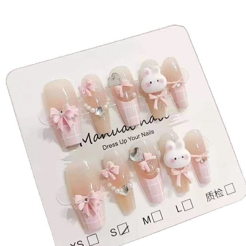 『奶兔酱』腮红卡通可爱显白高级感指甲贴片卡通手工穿戴甲可拆卸,淘宝优惠券,粉丝福利购,淘宝优惠卷