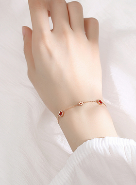 四叶草手链玛瑙ins小众女生闺蜜