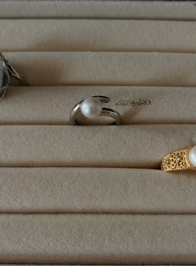 「告白」天然淡水珍珠女戒指开口指环极简气质百搭通勤休闲礼物