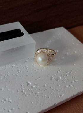 「曙光」天然淡水珍珠女戒指环优雅知性百搭通勤时尚单品富贵礼物