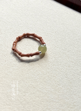 澜山疗愈戒指橄榄核碧玉喜水木