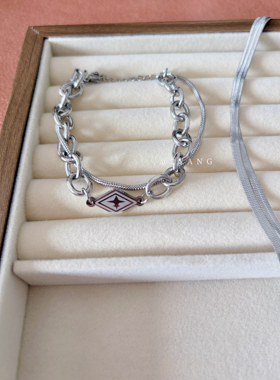 Vintage几何叠戴钛钢项链手链男女轻奢生活感仪式小众高级男友礼