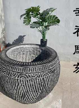 石雕鱼缸青石花盆仿古养鱼定做