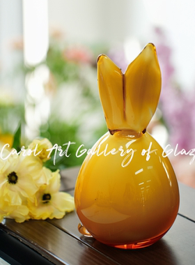 琉璃兔子摆件家居装饰品