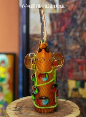 人间遗珠腰缠万贯琉璃大象摆件