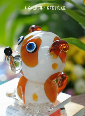 人间遗珠可爱哈巴狗琉璃摆件