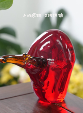 人间遗珠红公牛琉璃摆件