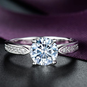 施洛芙正品1克拉钻戒钻石戒指男女情侣对戒纯银饰品求婚结婚简约