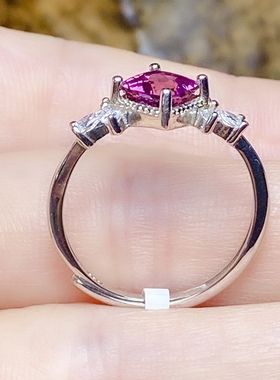 方6x6天然镁铝石榴石戒指s925银红色宝石纯银镶嵌大气时尚饰品戒