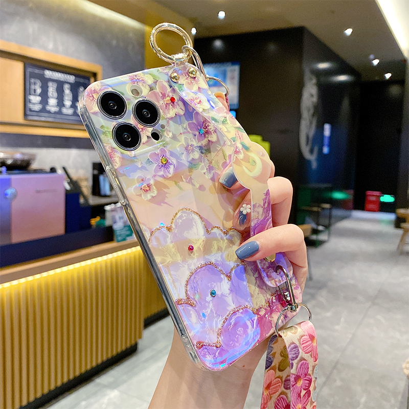 新款点钻油画花opporeno8pro手机壳9女reno7se带挂绳6可斜挎背5pro+腕带网红10软硅胶防摔reno4全包小众适用 - 图2