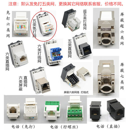 网络线模块插座免打直通超五六类千兆网口RJ45电脑128型电话配件 - 图1