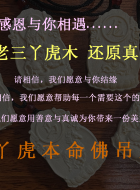 三丫虎/三丫苦/三叉虎实木雕刻本命年吊坠十二生肖（兔）