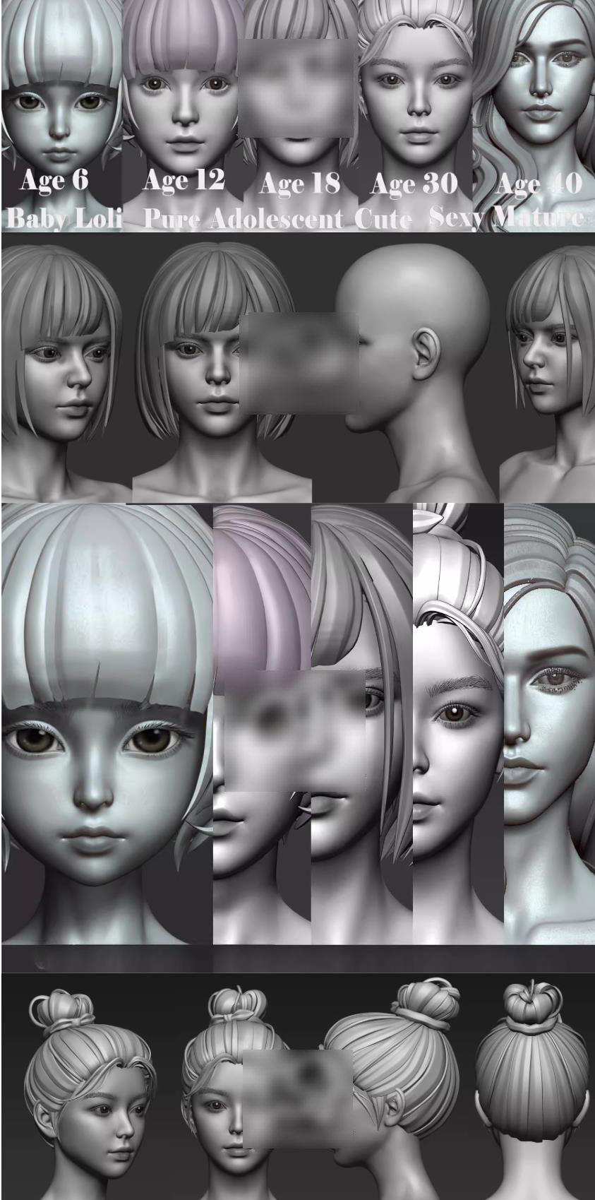 zbrush漂亮可爱女性美女角色头部身体躯手脚雕刻3ds max模型maya - 图2