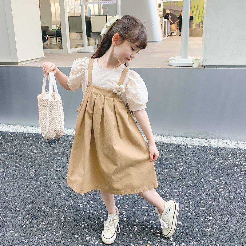 女童夏季连衣裙2026新款洋气儿童女中大童学院背带裙套装公主裙子