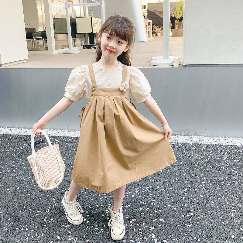 女童夏季连衣裙2026新款洋气儿童女中大童学院背带裙套装公主裙子