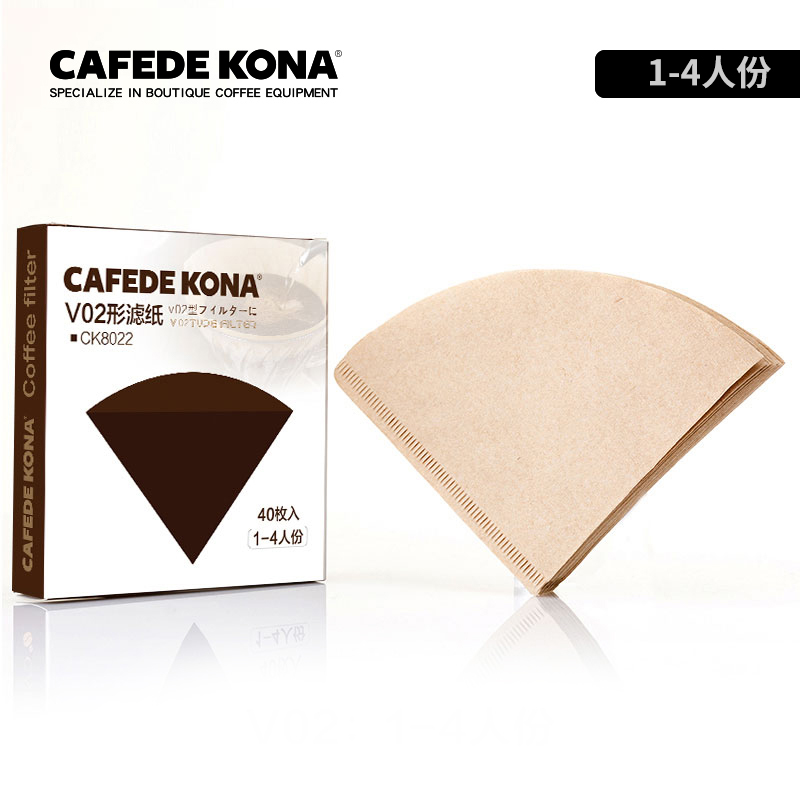 CAFEDE KONA咖啡滤纸 手冲滴漏咖啡机V型加厚无漂白 咖啡过滤纸 - 图0