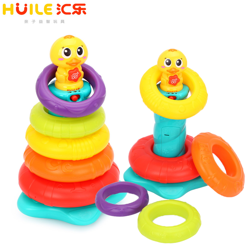 汇乐彩虹叠叠鸭婴儿叠叠乐叠叠圈套叠套杯儿童益智九个月宝宝玩具-图0