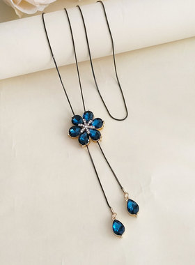 新款潮时尚项链秋冬长款毛衣链女简约流苏挂件衣服百搭配饰品