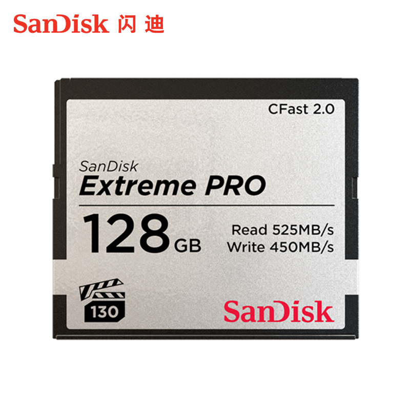 sandisk闪迪128GB CF存储卡 VPG-130 4K至尊超极速版 读速525MB/s - 图0